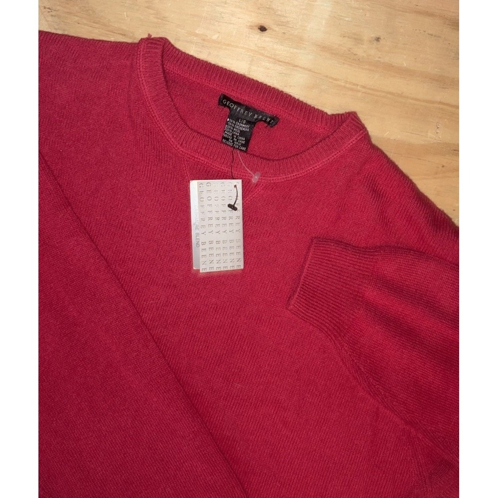 New Geoffrey Beene Men's Cashmere Wool Crewneck Sweater Red Large